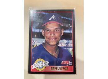 1991 Score Rookie Of The Year Dave Justice Rookie Card #880