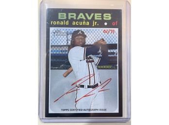 2020 Topps Heritage Ronald Acuna Jr. Black Border On Card Auto In Red #1 Of 71