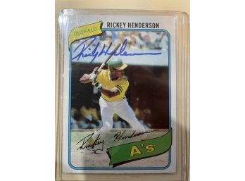 1980 Topps Rickey Henderson Autographed Rookie Card #482