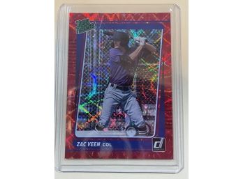 2021 Panini Donruss Rated Prospect Red Laser Zac Veen Col Prizm Card #RP10   108/149