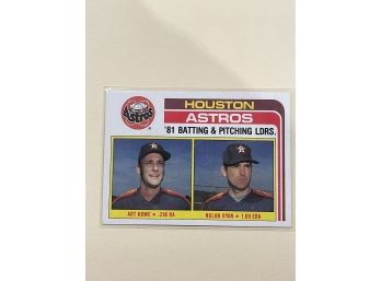 1982 Topps Nolan Ryan Art Howe 81 Batting And Pitching Leaders Card #66