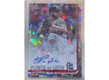 2019 Topps Chrome Ponce De Leon Signed Cracked Ice Rookie Card #CSA-DP