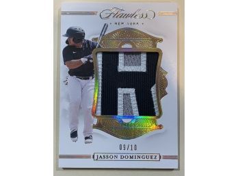 2020 Panini Flawless Jasson Dominguez Gold Patch Card #P-JD      09/10