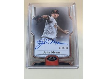2020 Topps Tier One Certified Autograph John Means Signed Card BOA-JM # 28/299