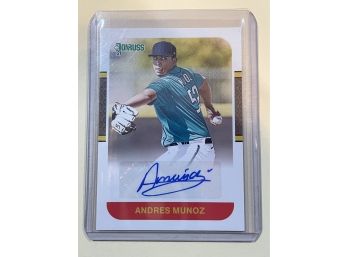 2021 Panini Donruss Andres Munoz Signed Card #87S-AZ
