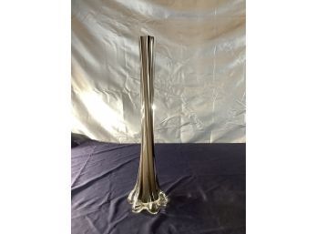 Smokey Gray Glass Tall Bud Vase