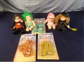 Lot Of 4 Ty Beanie Kids Dolls And 3 New Outfits In Packages