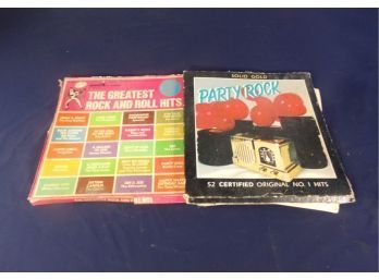 2 Box Sets Of Records - Party Hits And The Greatest Rock & Roll Hits