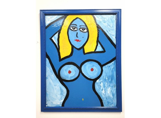 Original Oil Abstract Nude By Listed  Philadelphia Artist Thos Pulgini