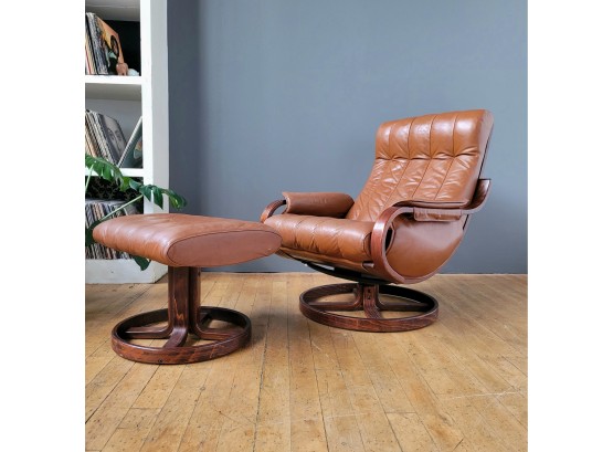 Rare Mid Century Ingmar Relling ORBIT Rosewood & Leather Recliner. Wesnofa Norway