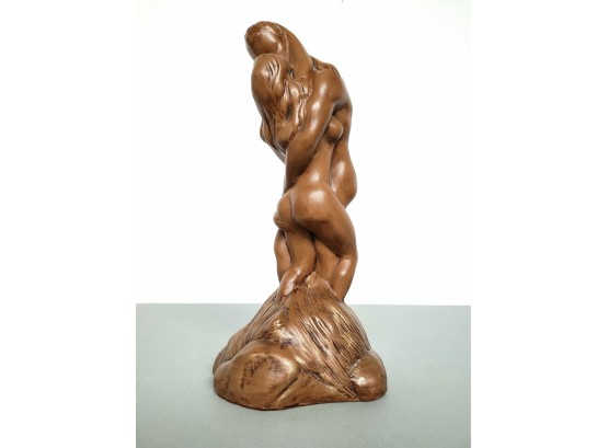 Mid Century Glazed Ceramic Nude Embrace Statuary