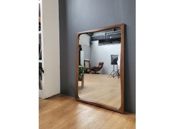 Elegant Solid Walnut Framed Mid Century Mirror