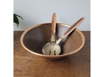 60s Coppercraft Guild Salad Bowl And 60s Swedish Copper Serving Utensil
