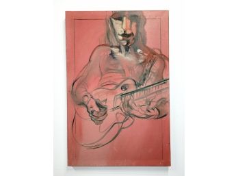 Huge Original 1981 Painting On Canvas Of Legendary Guitarist Jeff Beck