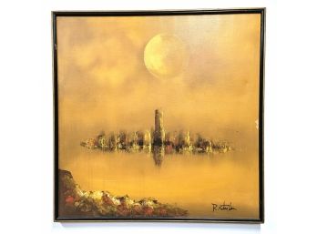 Large 3ft X 3ft Original Mid Century Oil Painting On Canvas By R Styles