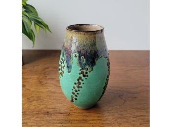 Vintage Drip Glaze Signed Studio Pottery Vase