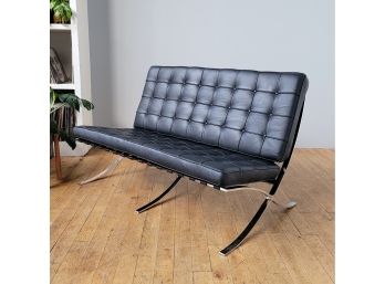 Well Built Leather Barcelona Style Loveseat