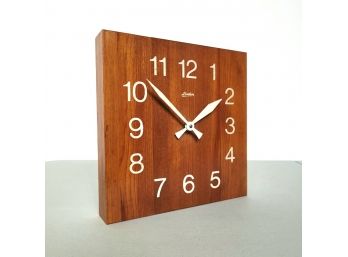 70s Modern Solid Block Wood Clock By Linden