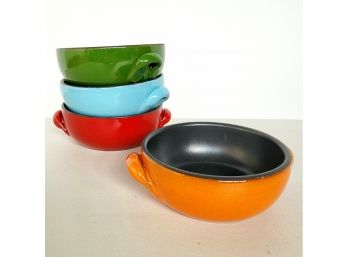 Made In Italy 4 Pc  Glazed Pottery Bowls In Vibrant Color