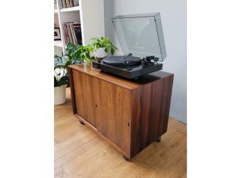 Custom Danish Cado Rosewood Vinyl Record And Turntable Storage Cart