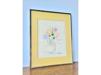 Vintage Pablo Picasso 'flowers In The Hand' Lithograph