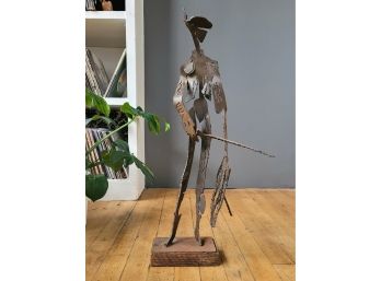 Large 33 Inch Raw Bronzed Metal Don Quixote Brutalist Sculpture