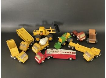 Vintage Metal Tonka Toys, Caterpillar & Wood Car