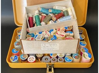 A Vintage Thread Case & Many Spools Of Thread