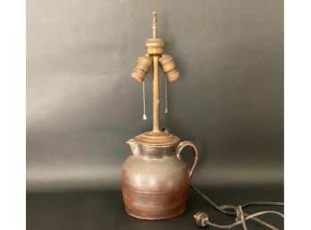 Antique Crock Pitcher Lamp Conversion