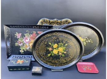 Vintage Hand-Painted Tole Trays & Boxes