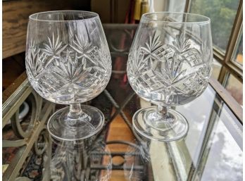 Two Tiffany Crystal Brandy Glasses