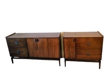 Two Mid Century Modern Dressers In The Style Of  - Larger Dresser In Need Of Repair