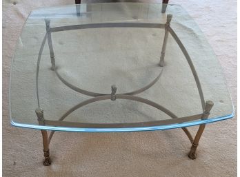 Elegant Vintage Brass Coffee Table With Glass Top
