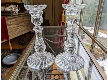Two Crystal Baccarat Candle Holders From France