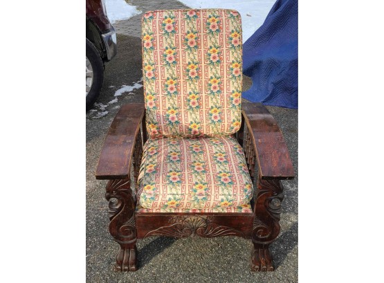 Antique Morris Chair W Original Fabric