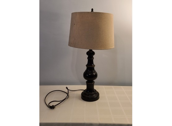 Lamp, See Stain On Shade, Dark Metal Finish