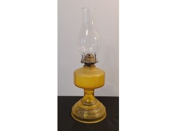 Yellow Glass Oil Lamp, Great Condition