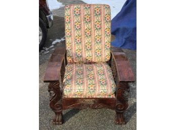 Antique Morris Chair W Original Fabric