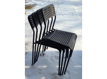Set Of 4 Plastic And Metal Stacking Chairs, In Great Shape
