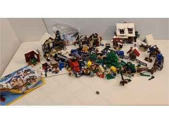 Large Lot Of Legos, Partially Assembled Christmas Themed, More Found After Pics