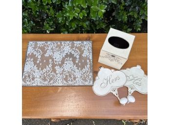A Lace Vanity Tray And Dressing Room Accessories