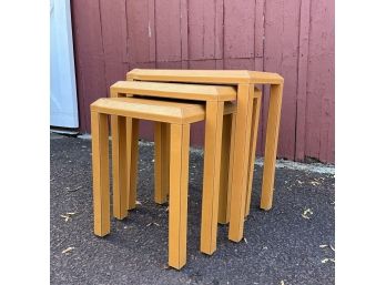 A Trio Of Leather Nesting Tables