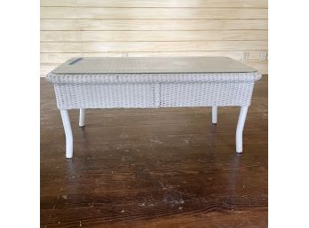 A 38' Wicker Coffee Table With Glass Top