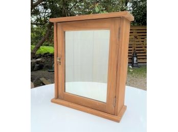 A Wood Medicine Cabinet With Mirror - Antique