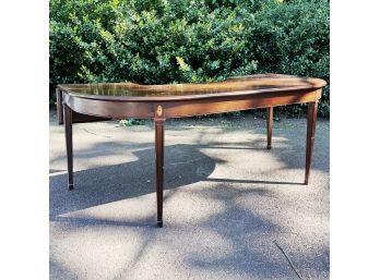 A U-shaped Writing Desk By Myrtle Furniture - With 10' Drop Leaves - Inlaid Detailing