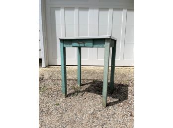 A 1930s Ceramic Metal Top Wood Farm House Style Table