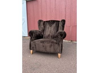 An Overstuffed Cozy Arm Chair By Fendi - Brown Ribbed Velour