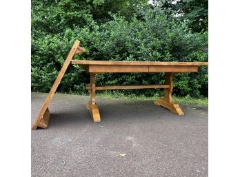 A 72' Trestle Farm Table With 24' Leaf - Rustic