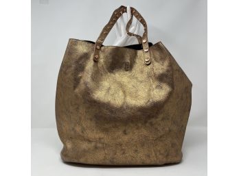 A Vegan Shiraleah (chicago) Handbag In Bronze With Leopard Interior Pouch