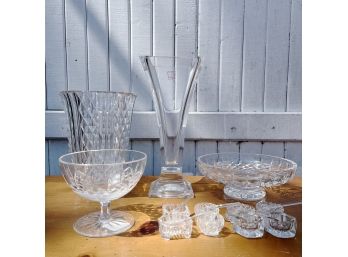 A Large Assortment Of Gorgeous Crystal - Vases, Salt Cellars, Bowls And More